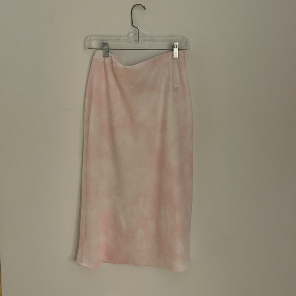 Pink and white tie dye midi skirt